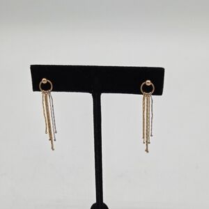 Two-tone 14k Gold Tassel Dangle Earrings